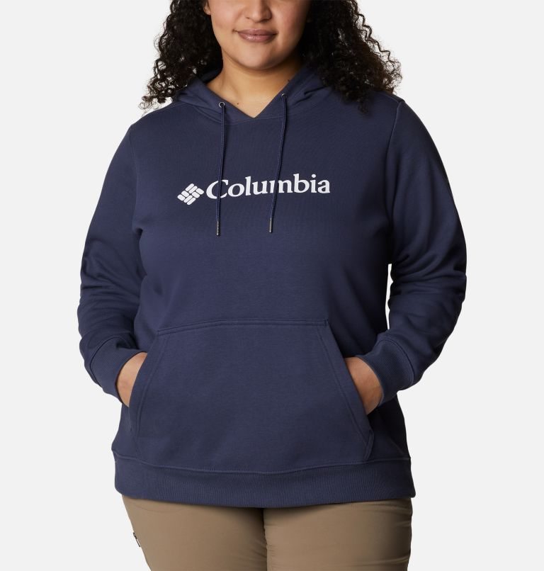 Women\'s Columbia Logo Hoodie Navy | Plus Size CA-F653C